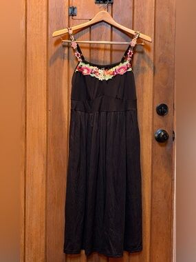 Black Floral-Trim Maxi Dress by Bloom Chic